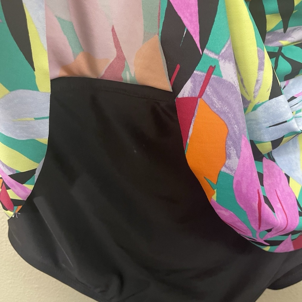NEW WT Terra Sky Colorful Peplum Swim Suit Wide Straps Poolside Beach Plus Sz 3X - Picture 3 of 11